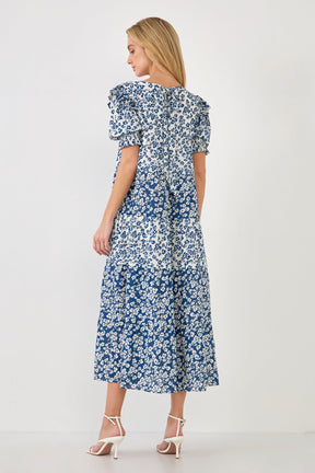 ENGLISH FACTORY - English Factory - Floral Color Block Midi Dress - DRESSES available at Objectrare