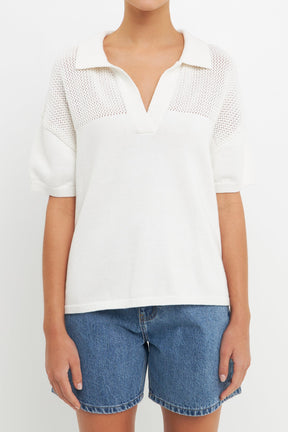 ENGLISH FACTORY - Knit Sweatshirt with Short Sleeve - SWEATERS & KNITS available at Objectrare
