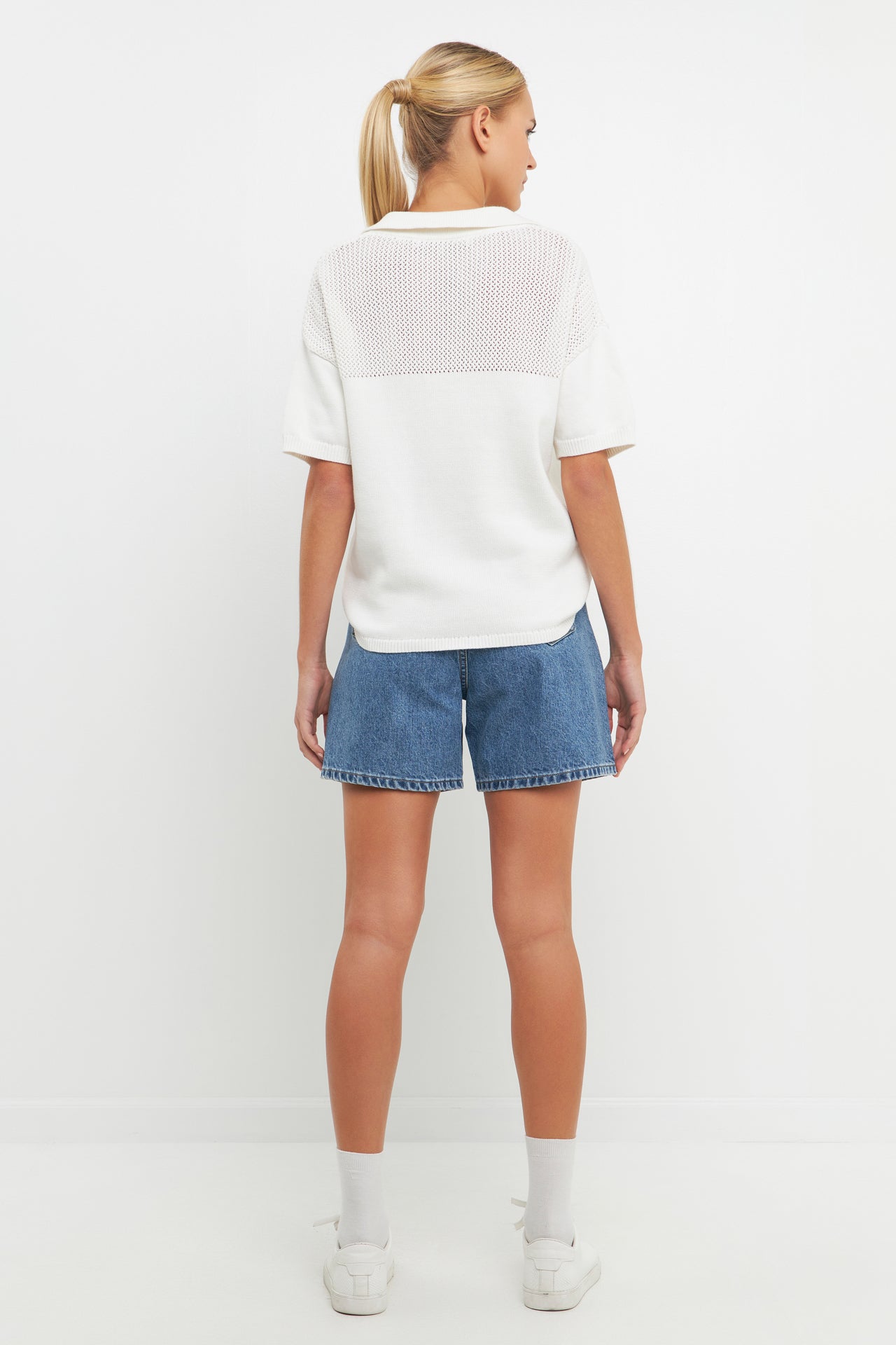 ENGLISH FACTORY - Knit Sweatshirt with Short Sleeve - SWEATERS & KNITS available at Objectrare