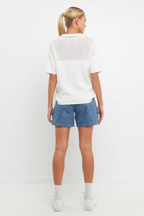 ENGLISH FACTORY - Knit Sweatshirt with Short Sleeve - SWEATERS & KNITS available at Objectrare