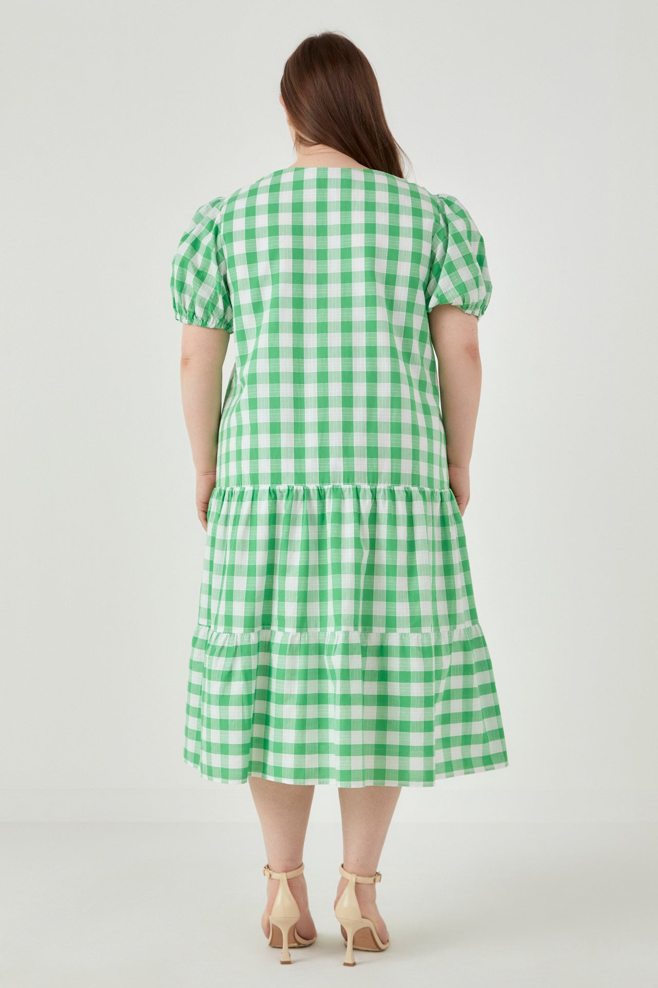 ENGLISH FACTORY - Plus Size Gingham Check Midi Dress - DRESSES available at Objectrare
