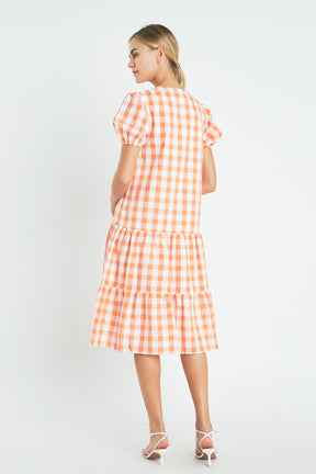 ENGLISH FACTORY - Gingham Midi Dress - DRESSES available at Objectrare