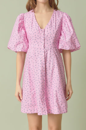 ENDLESS ROSE - Floral Print Mini Dress with Button Detail - DRESSES available at Objectrare