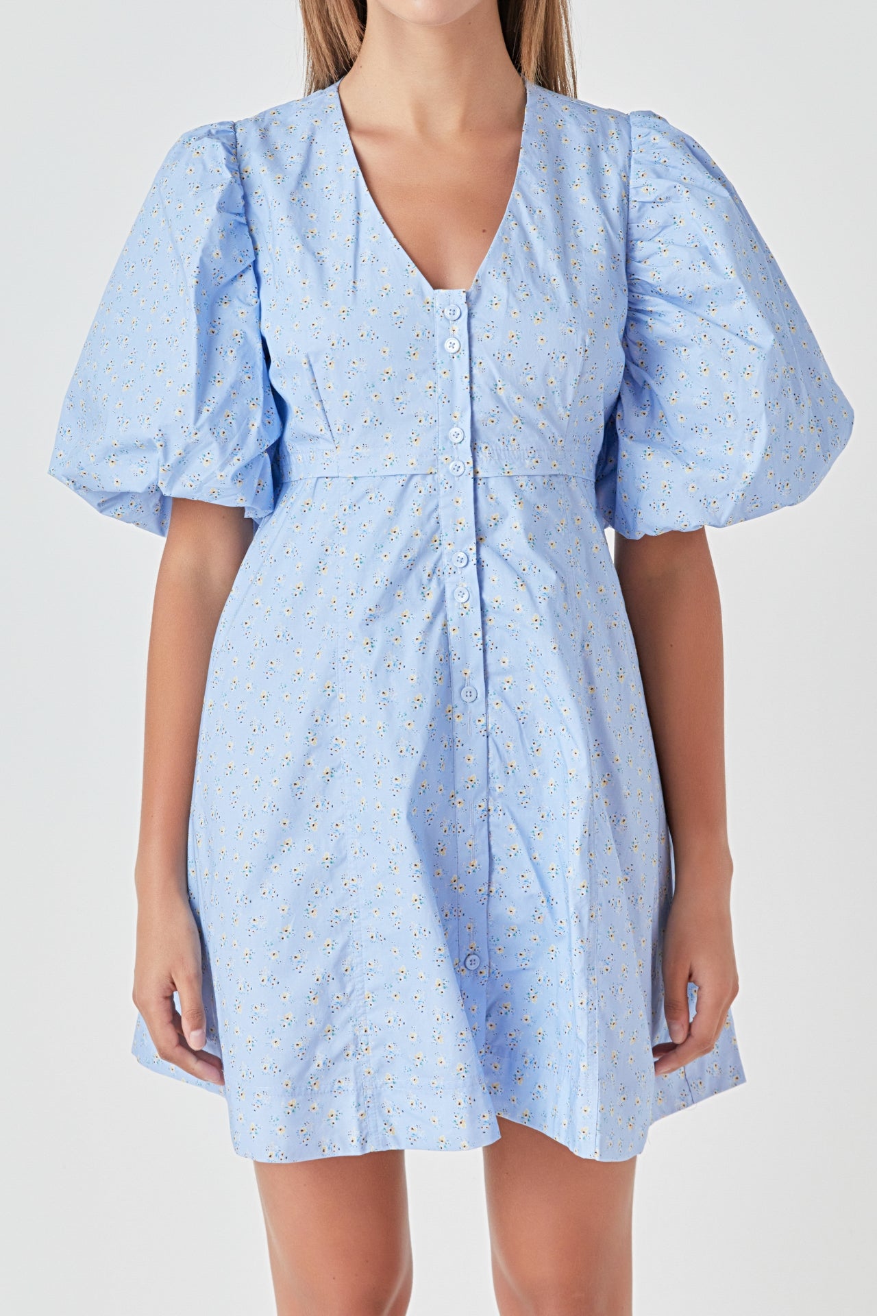 ENDLESS ROSE - Floral Print Mini Dress with Button Detail - DRESSES available at Objectrare