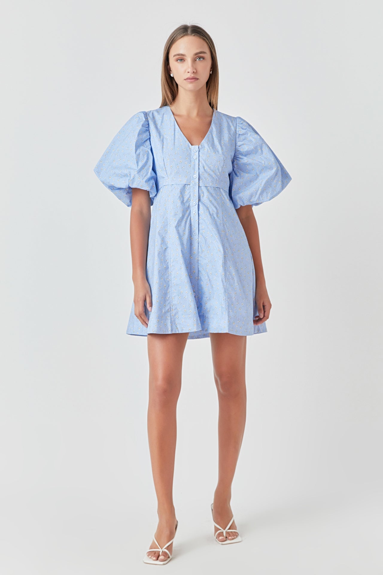 ENDLESS ROSE - Floral Print Mini Dress with Button Detail - DRESSES available at Objectrare