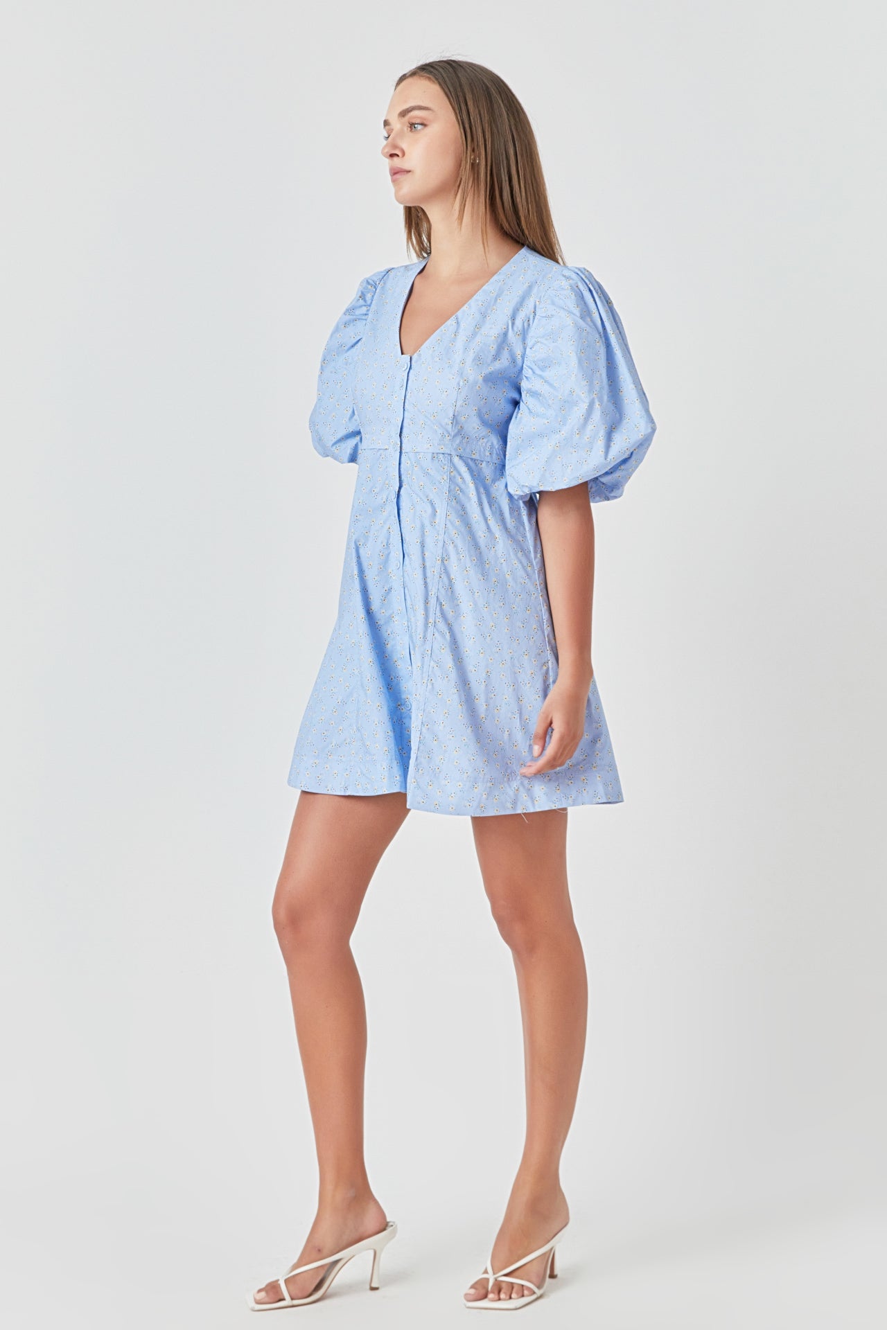 ENDLESS ROSE - Floral Print Mini Dress with Button Detail - DRESSES available at Objectrare