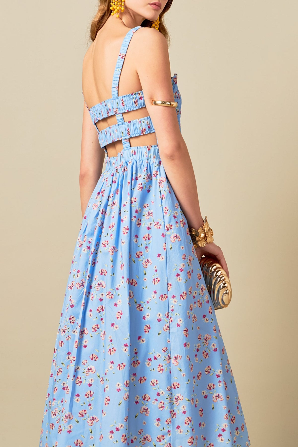 ENGLISH FACTORY - Floral Print Smocked Dress in Blue - DRESSES available at Objectrare