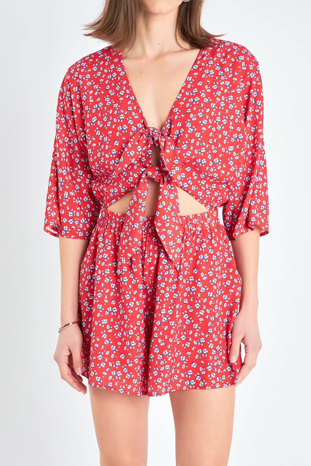 ENGLISH FACTORY - English Factory - Floral Tied Romper - ROMPERS available at Objectrare