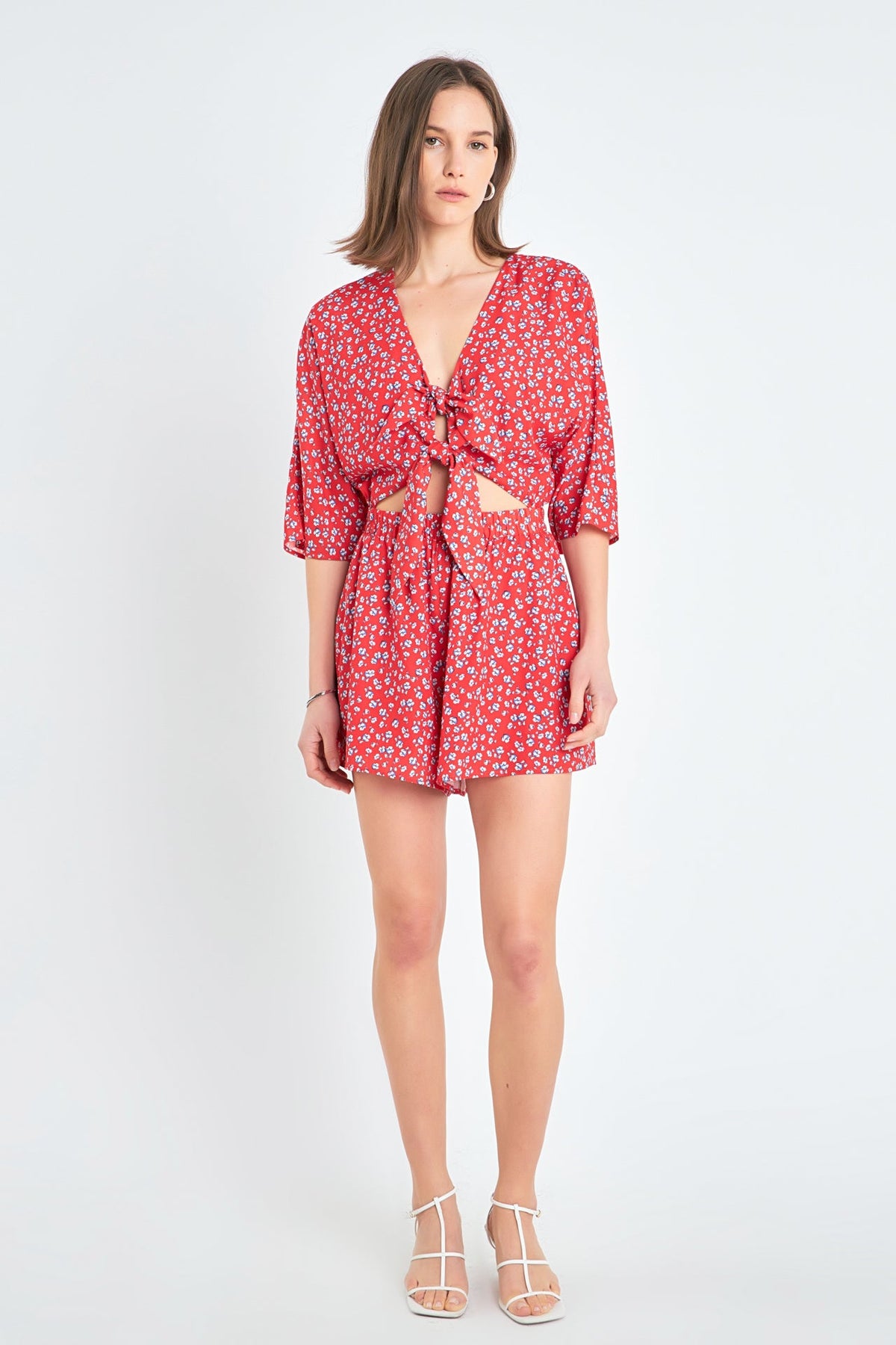 ENGLISH FACTORY - English Factory - Floral Tied Romper - ROMPERS available at Objectrare