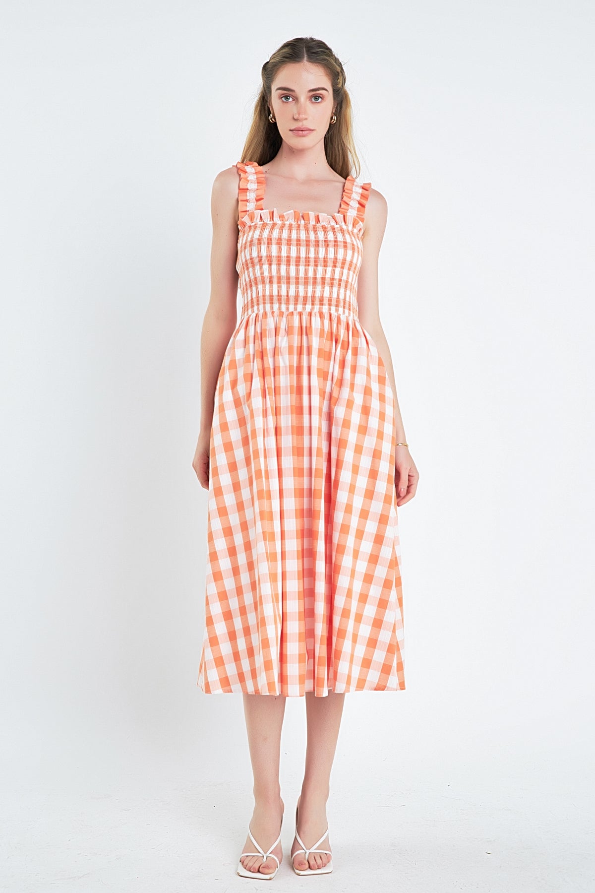ENGLISH FACTORY - Check Print Smocked Dress - DRESSES available at Objectrare