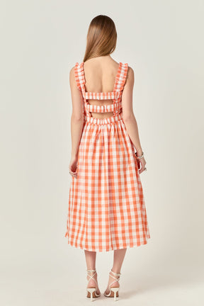 Check Print Smocked Dress