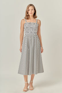 ENGLISH FACTORY - Striped Smocked Dress - DRESSES available at Objectrare