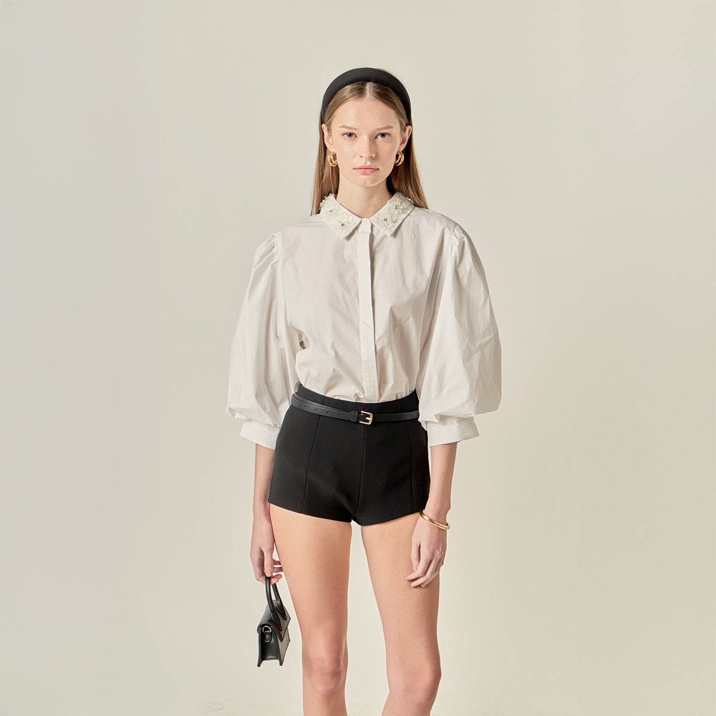 ENGLISH FACTORY - Amelie Rhinestone Trim Shirt - TOPS available at Objectrare