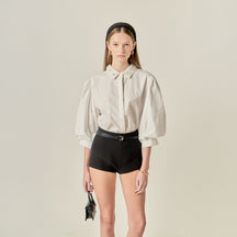 ENGLISH FACTORY - Amelie Rhinestone Trim Shirt - TOPS available at Objectrare
