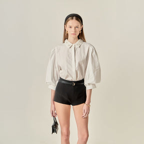ENGLISH FACTORY - Amelie Rhinestone Trim Shirt - TOPS available at Objectrare