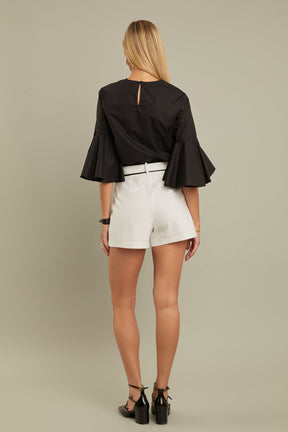 ENGLISH FACTORY - Ruffled Cotton Blend Top - TOPS available at Objectrare