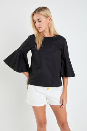 ENGLISH FACTORY - Ruffled Cotton Blend Top - TOPS available at Objectrare