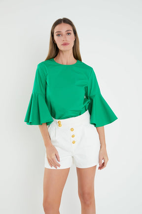 ENGLISH FACTORY - Ruffled Cotton Blend Top - TOPS available at Objectrare