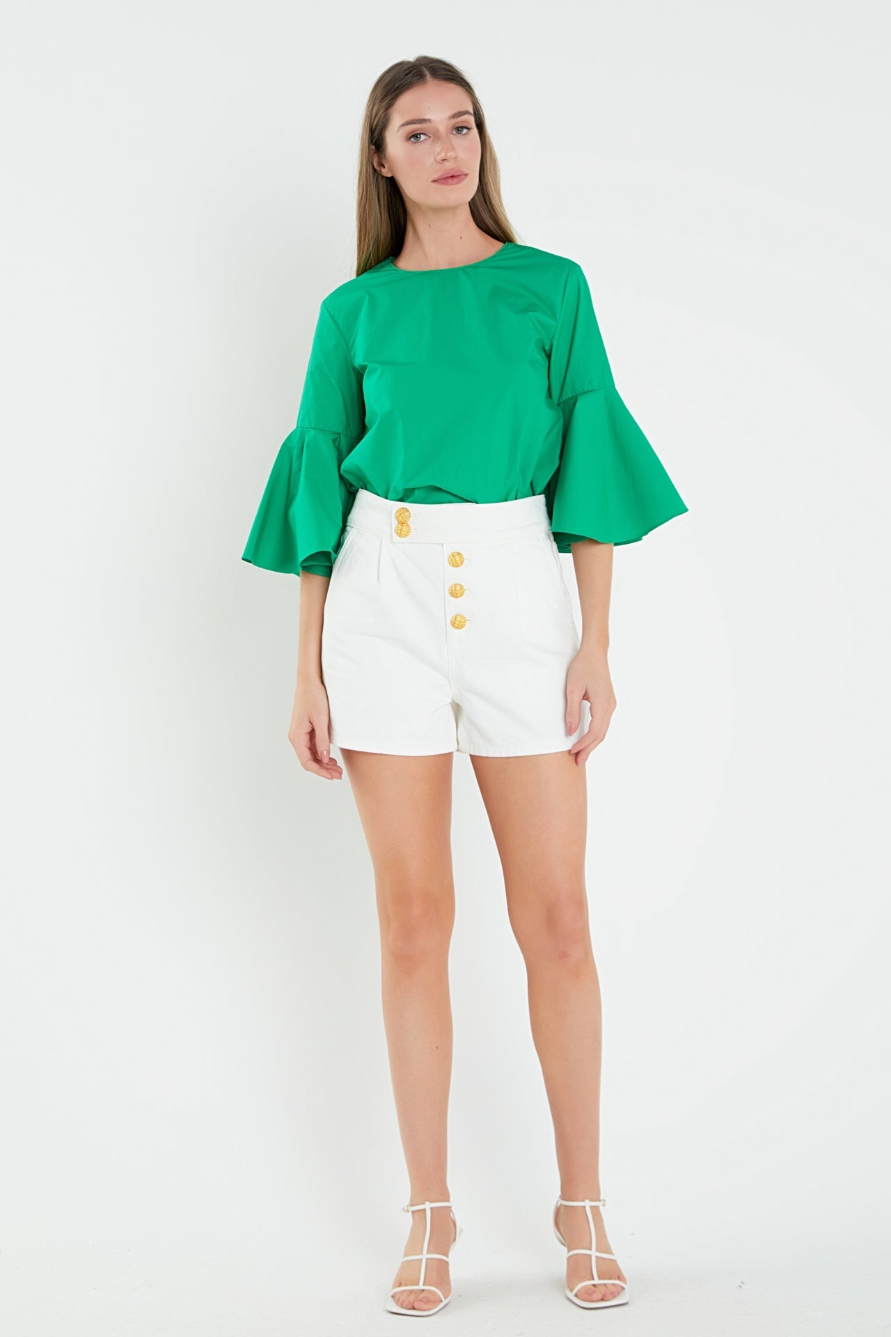 ENGLISH FACTORY - Ruffled Cotton Blend Top - TOPS available at Objectrare