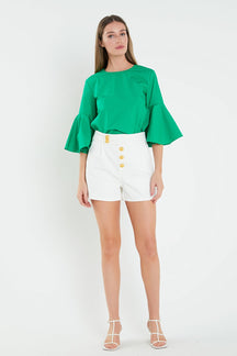 ENGLISH FACTORY - Ruffled Cotton Blend Top - TOPS available at Objectrare