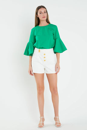 ENGLISH FACTORY - Ruffled Cotton Blend Top - TOPS available at Objectrare