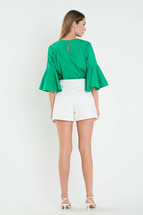 ENGLISH FACTORY - Ruffled Cotton Blend Top - TOPS available at Objectrare