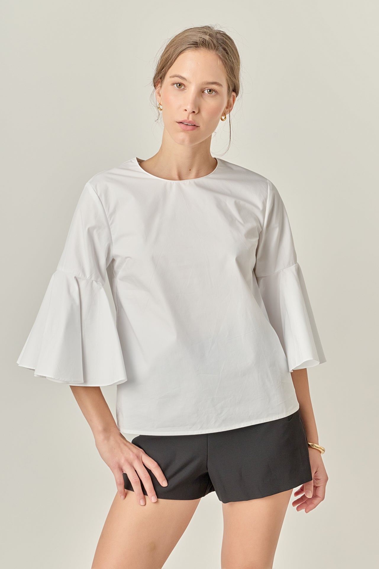 ENGLISH FACTORY - Ruffled Cotton Blend Top - TOPS available at Objectrare