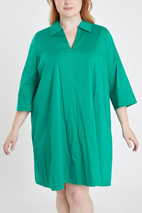 ENGLISH FACTORY - Plus Size A-Line Kaftan Collar Dress - DRESSES available at Objectrare