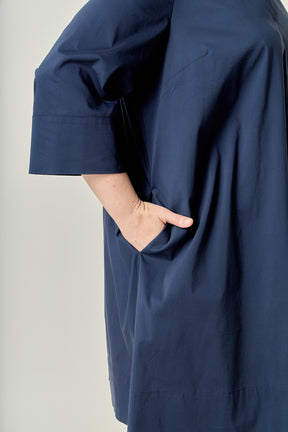 ENGLISH FACTORY - Plus Size A-Line Kaftan Collar Dress - DRESSES available at Objectrare