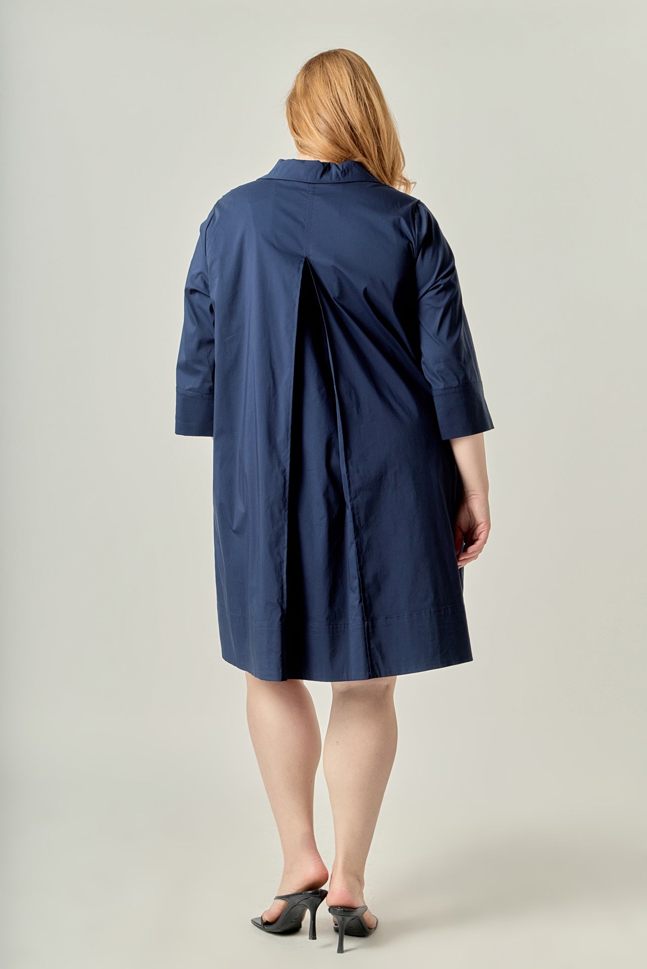 ENGLISH FACTORY - Plus Size A-Line Kaftan Collar Dress - DRESSES available at Objectrare