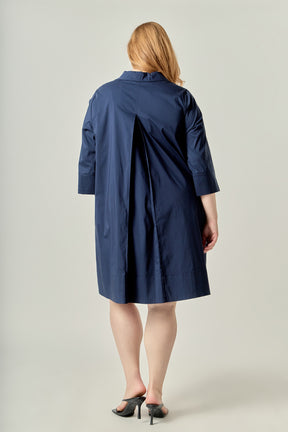 ENGLISH FACTORY - Plus Size A-Line Kaftan Collar Dress - DRESSES available at Objectrare