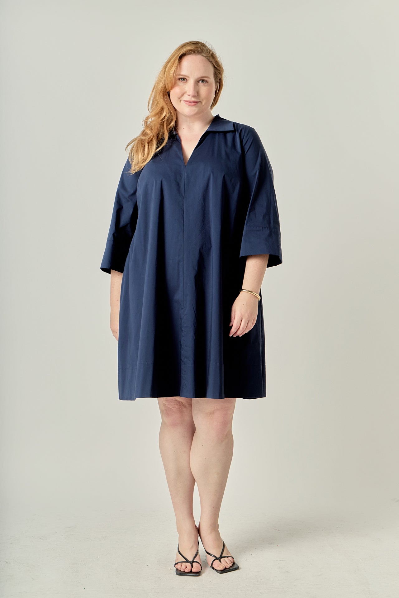 ENGLISH FACTORY - Plus Size A-Line Kaftan Collar Dress - DRESSES available at Objectrare