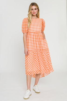 ENGLISH FACTORY - English Factory - Gingham Print Midi Dress - DRESSES available at Objectrare