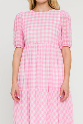 ENGLISH FACTORY - English Factory - Gingham Print Midi Dress - DRESSES available at Objectrare