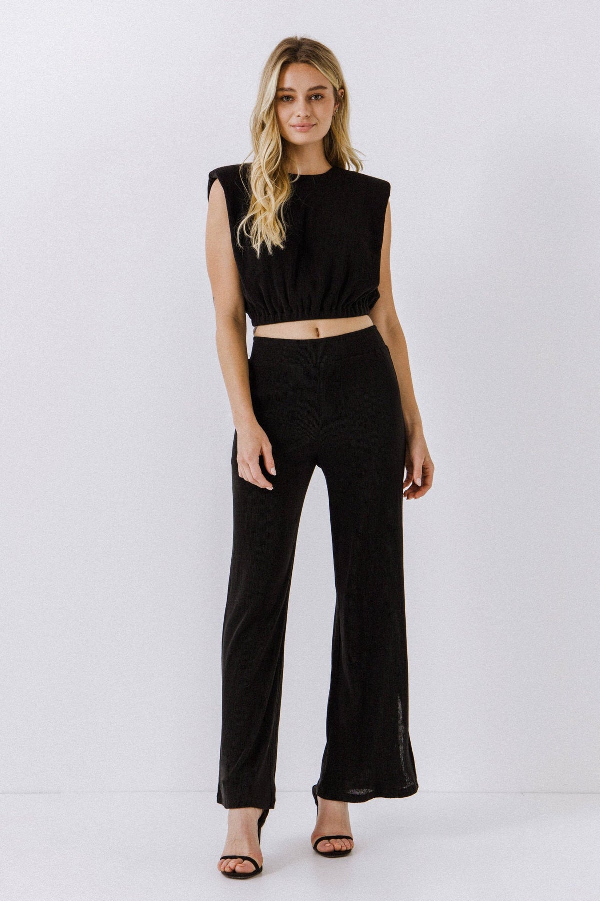 ENDLESS ROSE - Pleated Shoulder Pad Top - TOPS available at Objectrare
