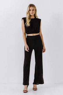 ENDLESS ROSE - Pleated Shoulder Pad Top - TOPS available at Objectrare