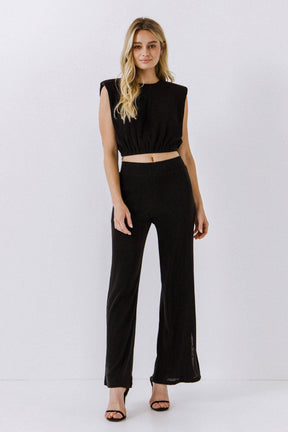 ENDLESS ROSE - Pleated Shoulder Pad Top - TOPS available at Objectrare