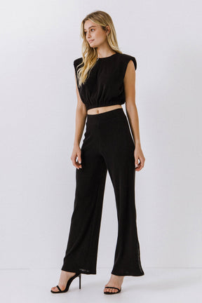 ENDLESS ROSE - Pleated Shoulder Pad Top - TOPS available at Objectrare
