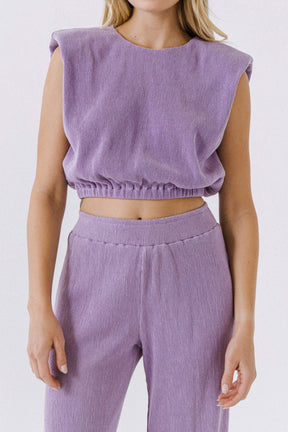 ENDLESS ROSE - Pleated Shoulder Pad Top - TOPS available at Objectrare