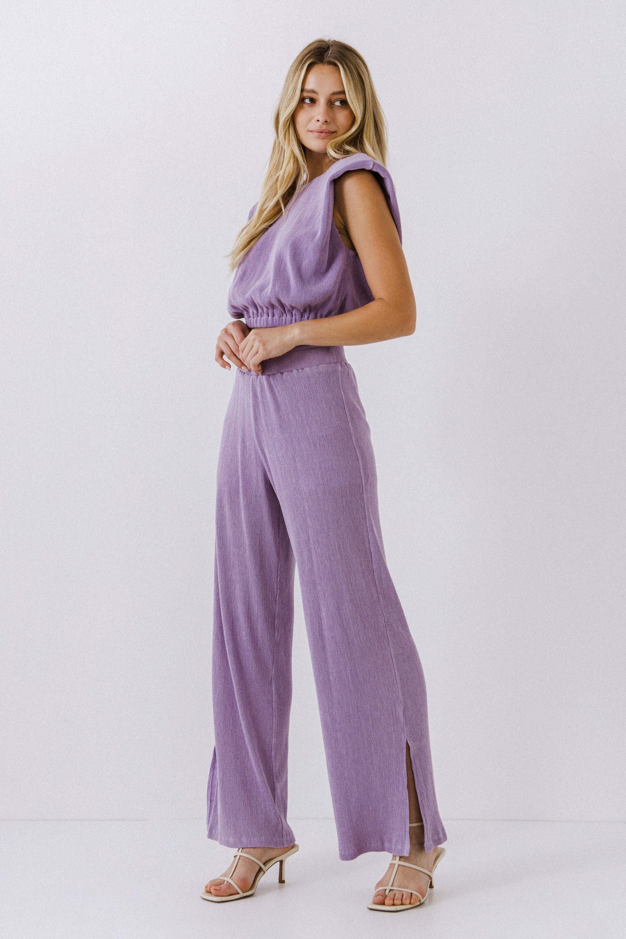 ENDLESS ROSE - Pleated Shoulder Pad Top - TOPS available at Objectrare