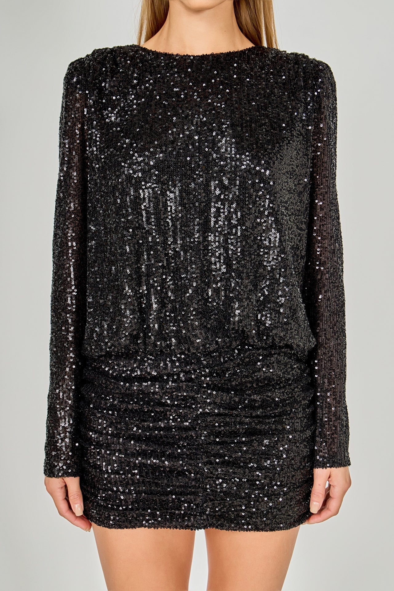ENDLESS ROSE - Ruched Sequin Mini Dress - DRESSES available at Objectrare