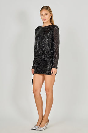 ENDLESS ROSE - Ruched Sequin Mini Dress - DRESSES available at Objectrare