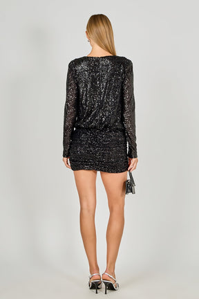 ENDLESS ROSE - Ruched Sequin Mini Dress - DRESSES available at Objectrare