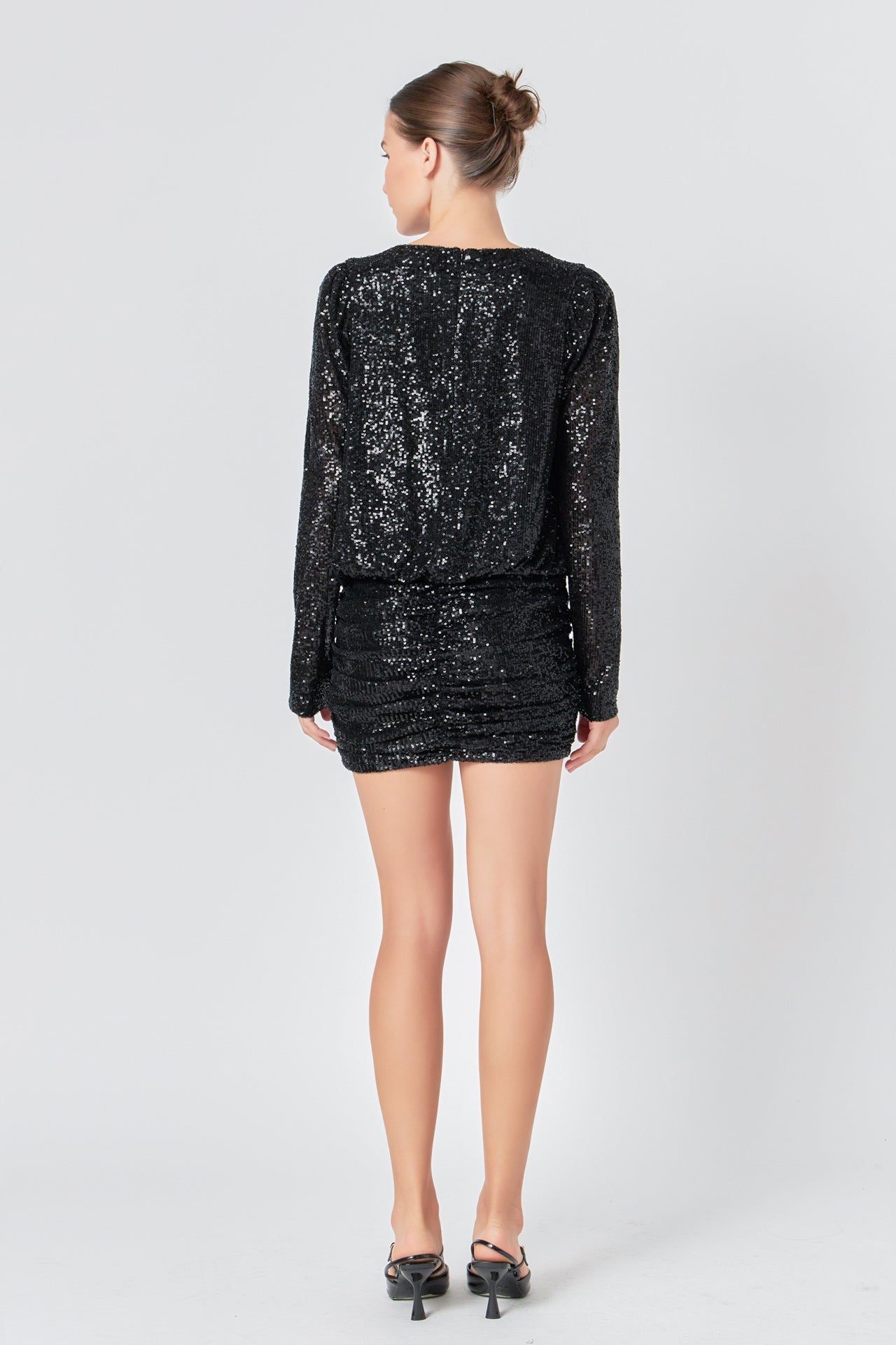 ENDLESS ROSE - Ruched Sequin Mini Dress - DRESSES available at Objectrare