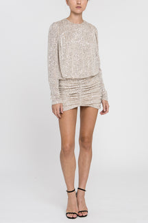 Ruched Sequin Mini Dress
