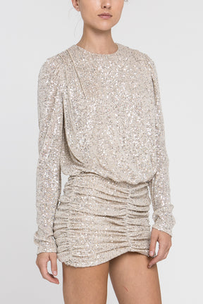 Ruched Sequin Mini Dress