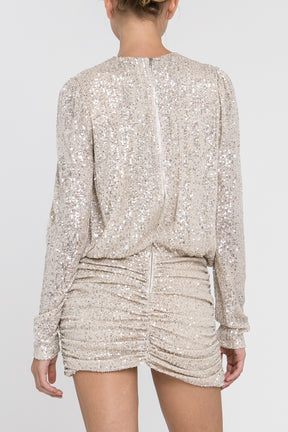 Ruched Sequin Mini Dress