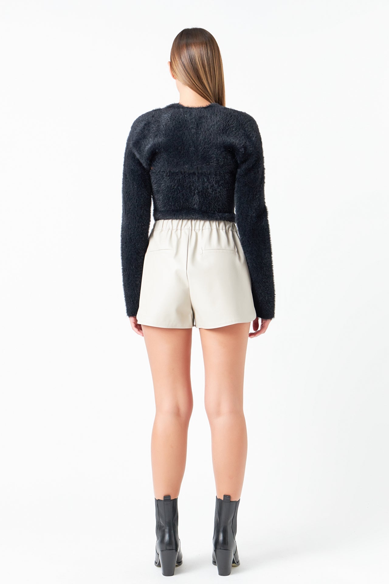 GREY LAB - Grey Lab - Faux Leather Shorts with Pleated Detail - SHORTS available at Objectrare