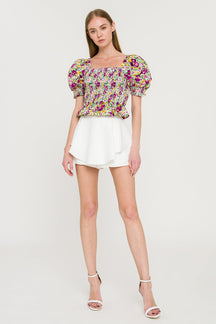 ENDLESS ROSE - Floral Smocked Top - TOPS available at Objectrare