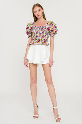 ENDLESS ROSE - Floral Smocked Top - TOPS available at Objectrare